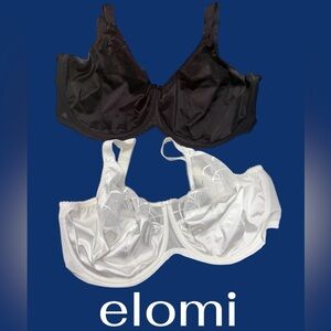 elomi cate underwire bra US size 38K solid black white full coverage bundle